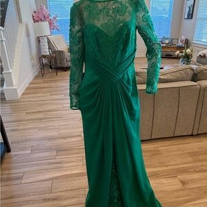 Tadashi Shoji Emerald Long Sleeve Gown
